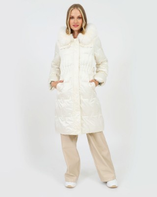 Γυναικείο μπουφάν με κουκούλα άσπρο 39840 