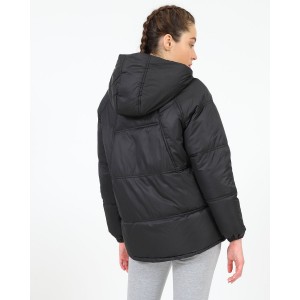 Γυναικείο μπουφάν με κουκούλα μαύρο 39845 