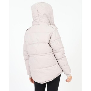 Γυναικείο μπουφάν με κουκούλα εκρού 39844
