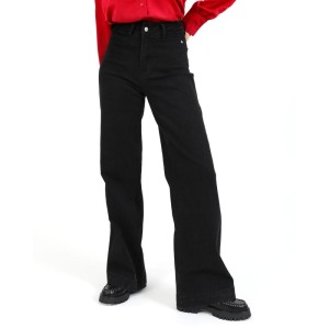 Παντελόνι τζιν wide leg μαύρο 40821 Παντελόνι τζιν wide leg μαύρο 40821