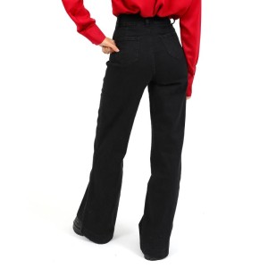 Παντελόνι τζιν wide leg μαύρο 40821