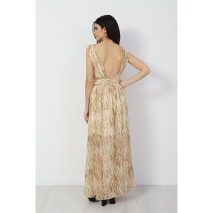 Μάξι φόρεμα μπεζ 39228