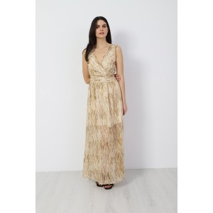 Μάξι φόρεμα μπεζ 39228