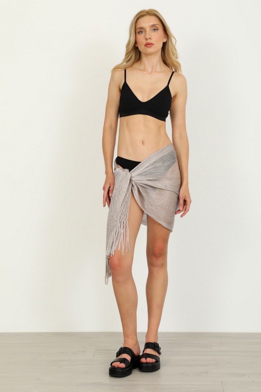 ΦΟΥΛΑΡΙ-ΠΑΡΕΟ ΠΟΛ. 60*200 ΔΙΧΤΥ ΑΚΡΕΣ ΜΠΕΖ