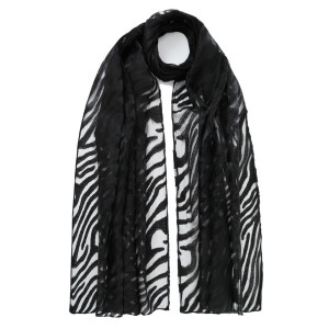 ΦΟΥΛΑΡΙ-ΠΑΡΕΟ ΠΟΛ. 65*190 ΜΙΣΟΔΙΑΦ.ΖΕΒΡΑ ΜΑΥΡΟ